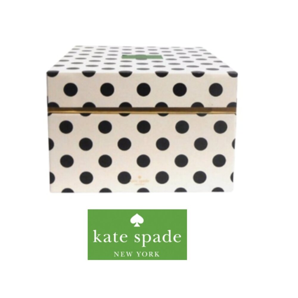 Kate Spade New York Small Nesting Storage Box Navy Blue Dots NWT